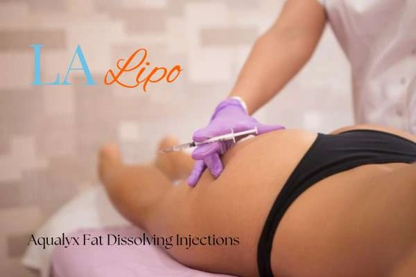 Woman having fat dissolving injections Telford on thighs