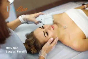 Woman having Hi-Fu to reduce wrinkles Telford.