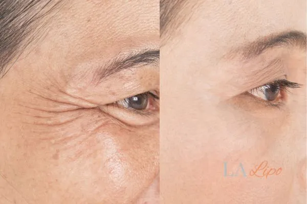 Before and after results of woman - HI-fu wrinkles reduction treatment Telford