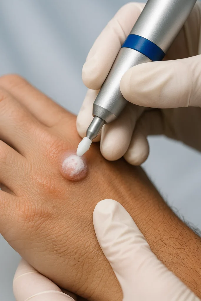 example of wart removal Telford using cryopen