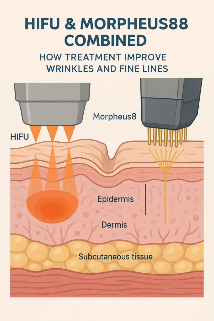 Diagram showing HIFU & Morpeus8 Telford and the benefits for reduction in wrinkles and fine lines